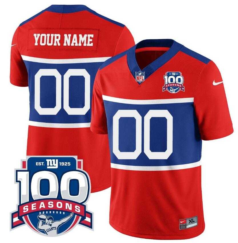 Men%27s New York Giants ACTIVE PLAYER Custom Century Red 100TH Season Commemorative Patch Limited Football Stitched Jersey
